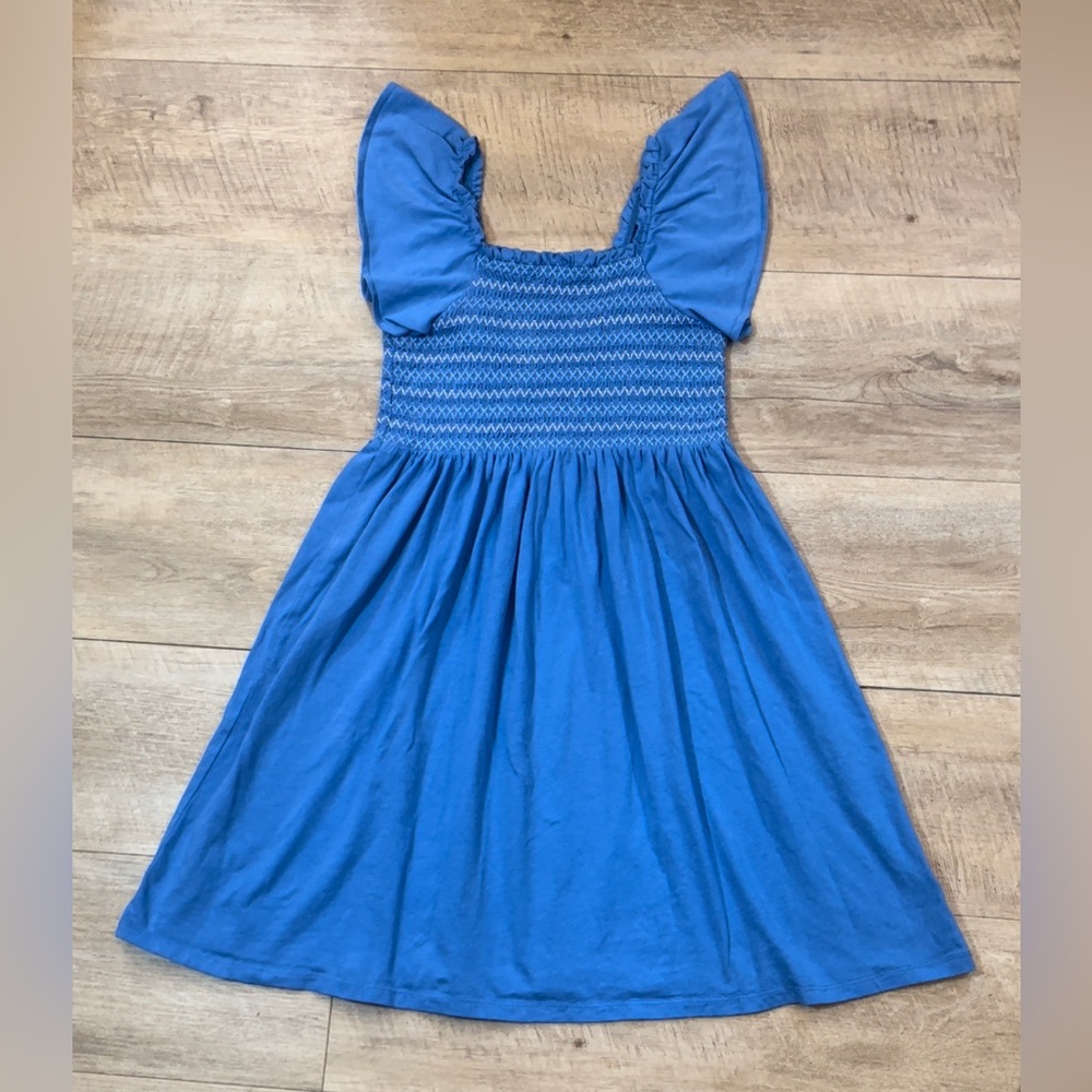 J. Crew Crewcuts Girl’s Cotton Smocked Flutter Sleeves Dress Size 10